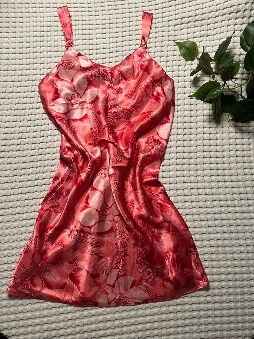 delicates Red Floral Satin Slip Chemise